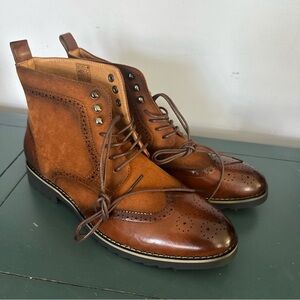 Brown Leather Brogue Boots